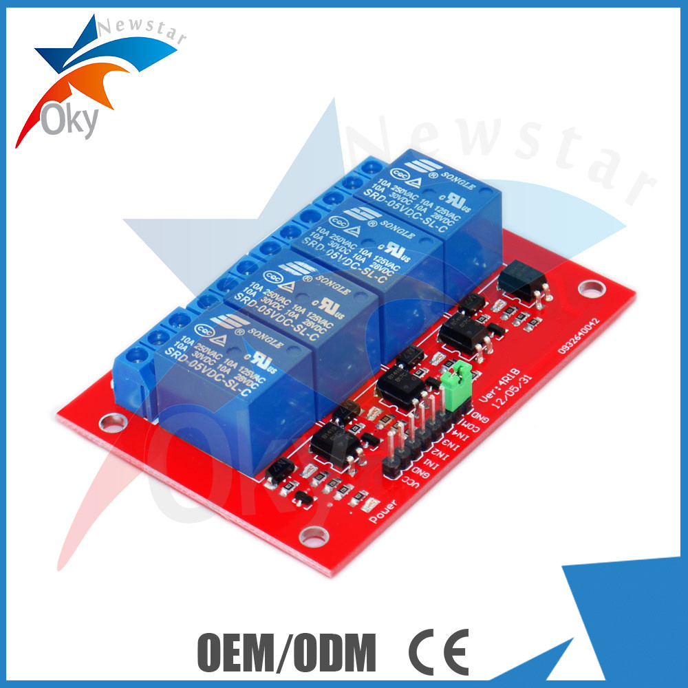 module de relais de la Manche 5V/12V 4/carte d'expansion pour Arduino (panneau rouge)
